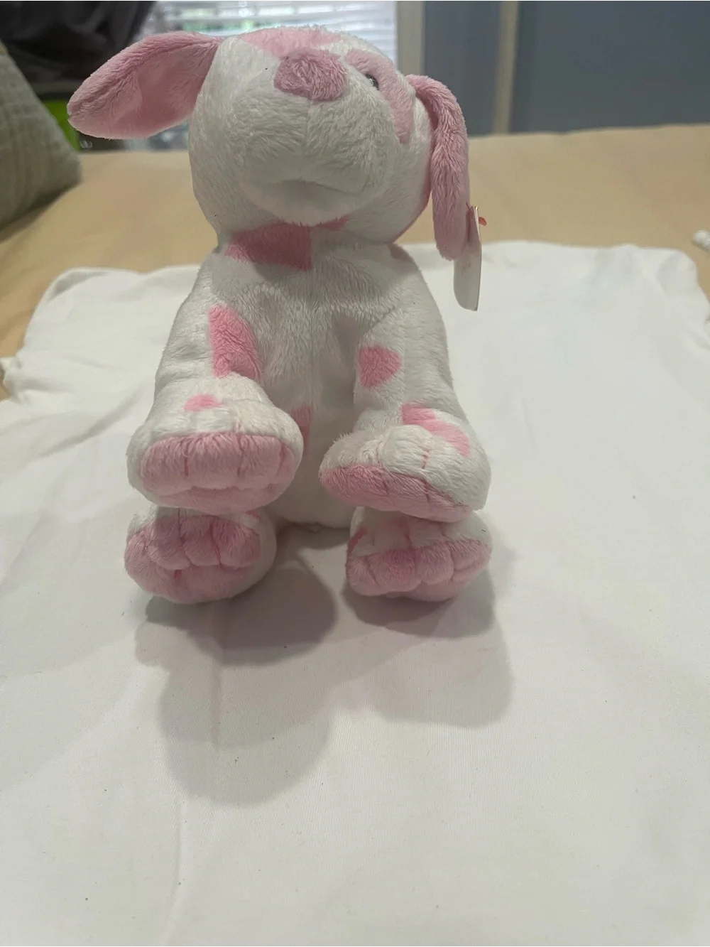 Ty White and Pink Plush Puppy Dog Toy